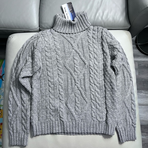 NWT - Aran Mor Ireland Women’s 100% Merino Wool Turtleneck Cable Sweater -Size L - Picture 4 of 12